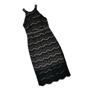 Black Lace Silver Studded Women's Black Dress